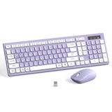 RECCAZR Kablosuz Klavye ve Fare Kombinasyonu, Tam Boyutlu Kablosuz Klavye ve Ayarlanabilir DPI Fare, 2,4 GHz USB Alıcı, PC, Windows, Masaüstü, Dizüstü Bilgisayar için Kablosuz Klavye ve Fare (Mor)
