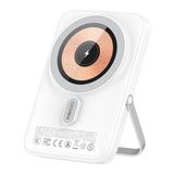 Recci Kablosuz Powerbank RPB-W08C Mechanic Serisi Dijital LED Ekranlı Standlı 10000 mAh 15W Beyaz