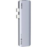Recci RH08 Type-C to Type-C + SD/TF + USB3.0 + USB2.0 + HDMI + Thunderbolt 3 Bağlantılı 7in2 Hub - Gri