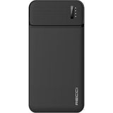 Recci RPB-N16C Ultra Ince Hızlı Şarj Özellikli LED Işık Göstergeli Powerbank 10000MAH Siyah