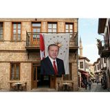 Recep Tayyip Erdoğan Portresi Bayrağı 140GR Premium Raşel Kumaş 300X450CM