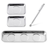 Rechabite 3 adet manyetik raf, 2,3 kg teleskopik mıknatıslı toplama alet seti, 22,6 cm ve 2 adet 9,4 cm dikdörtgen paslanmaz çelik mıknatıslı parçalar, vidalar, mekanik