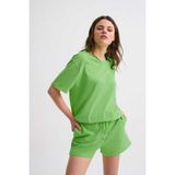 RECOLOR Cepli Regular Fit Bağcıklı Kadın Şort - Yeşil Yeşil - S