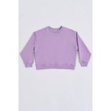 RECOLOR Organik Uzun Kollu Kız Çocuk Sweatshirt - Lila - 6-8 - 6 - 8 Yaş