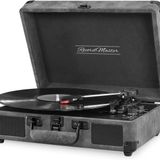 Record Master St14012 Retro Pikap - Bluetooth Ve Şarj Özellikli - Özel Dış Kaplama - Tüm Plakları Çalabilme (Siyah/Gri Deri)