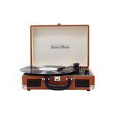 Record Master T310ch Pikap Plak Çalar- Kahverengi - Şarj + Bluetooth - 33, 45, 78 Devir - Universal Iğneli