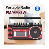 Recorder Müzik Seti Fm Radyo USB Mp3 Player Kablosuz Hoparlör Bluetooth Retro Teyp Kaset Çalar - Kırmızı