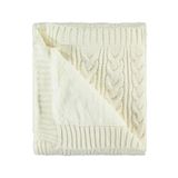 Recos Bej At Kuyruğu Desenli Triko Battaniye (krem / 75x95) Çizgili 75 x 95 Yün Solmaya Dayanıklı Tekli