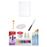Red Apple Tüp Yağlı Boya Seti 12 ml 12'li 25x35 Tuval Seti Metal Spatül Zemin Fırça Resim Paleti