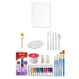 Red Apple Tüp Yağlı Boya Seti 12'Li Plastik Spatula Seti 6'Lı 25X35 Tuval Seti