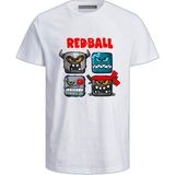 Red Ball Baskılı Pamuklu Kısa Kollu Çocuk Tişört - Beyaz - 7 Yaş