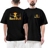 Red Bull Gold Ön Arka Baskılı Siyah Oversize Tişört - M