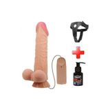 Red Fox Belden Bağlamalı 24 Cm Kıkırdaklı Çift Katmanlı Gerçekçi Titreşimli Dildo Vibratör Penis