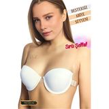 Red İç Giyim Beyaz Sırtı Şeffaf Dekolte Abiye Sütyeni Desteksiz (Dolgusuz) Soft Cup - 85B