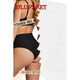 Red İç Giyim Büyük Beden Yüksek Bel Pamuklu Kadın Külot (Slip) 10'lu Paket (Battal-Bato) - Renkli-3684 - 2XL