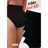 Red İç Giyim Highwaist Pamuk Kadın Yüksek Bel Külot 5'li Paket (Büyük Beden-Battal-Bato) - Renkli-4205 - 3XL