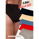 Red İç Giyim Highwaist Pamuk Kadın Yüksek Bel Külot 5'li Paket (Büyük Beden-Battal-Bato) - Renkli-4272 - 3XL