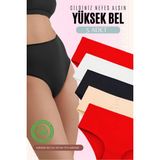 Red İç Giyim Yüksek Bel Büyük Beden Pamuklu Bato Kadın Külot 5'li Paket (Battal Boy) - Renkli-4272