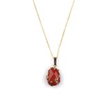 Red Jasper Doğal Taş Gold Renkli Kolye KLY-894