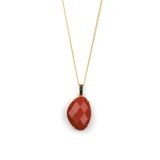 Red Jasper Doğal Taş Gold Renkli Kolye KLY-987