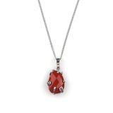 Red Jasper Doğal Taş Gümüş Renkli Kolye KLY-932