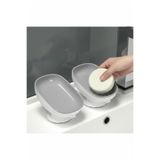 RED KİTCHEN 2'li Set Vantuzlu Sabunluk - Kaymaz Tabanlı Giderli Modern Sabun Tutucu - Gri