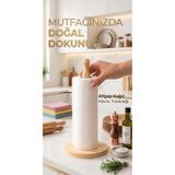 RED KİTCHEN Ahşap Kağıt Havlu Standı Dik Eyfel Model Tezgah Üstü Havluluk