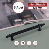 Red Level 5 Adet Rustik Sert Plastik Siyah 128 mm Kulp Modelleri Mutfak Dolap Çekmece Mobilya Kulbu