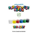Red Rose 100 Adet Yıkanabilir Yüz Boyası Oyun Amaçlı Toksik İçermez 6'Lı Set Ana Renkler Yüksek Kalite 6X10Ml