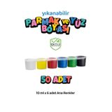 Red Rose 50 Adet Yıkanabilir Yüz Boyası Oyun Amaçlı Toksik İçermez 6'Lı Set Ana Renkler Yüksek Kalite 6X10Ml