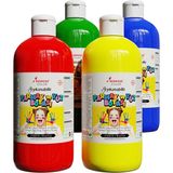 Red Rose Color Ana Renkler Parmak Boyası 4'lü Set 4X500GR Yıkanabilir, Toksik Içermez, Çocuk Okul Kreş Için