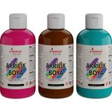 Red Rose Fuşya-Turkuaz-Kahverengi Akrilik Boya 3'lü Set 3X250GR Dekoratif, Hobi Amaçlı, Sanatsal