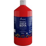 Red Rose Kırmızı Basic Akrilik Boya 1000gr, Dekoratif Hobi Amaçlı Sanatsal Canlı Renkler