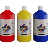 Red Rose Kırmızı-Mavi-Sarı Akrilik Boya 3'lü Set 3X1000GR, Dekoratif Hobi Amaçlı Sanatsal Canlı Renkler - Çok Renkli