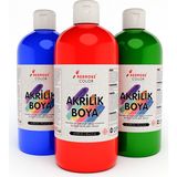 Red Rose Kırmızı Mavi Yeşil Akrilik Boya 3'lü Set 3 x 500 gr Dekoratif Hobi Amaçlı Sanatsal Canlı Renkler - Renkli