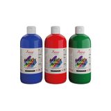 Red Rose Kırmızı-Mavi-Yeşil Akrilik Boya Seti, 3'Lü Set 3X500Gr Dekoratif Hobi Amaçlı Sanatsal Canlı Renkler