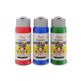 Red Rose Kırmızı-Mavi-Yeşil Parmak Boyası 3'lü Set 3x60ml Yıkanabilir, Toksik İçermez, Çocuk Okul Kreş İçin