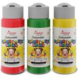 Red Rose Kırmızı-Yeşil-Sarı Parmak Boyası 3'lü Set 3X60ML Yıkanabilir, Toksik Içermez, Çocuk Okul Kreş Için - Renkli