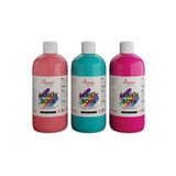 Red Rose Pembe-Turkuaz-Fuşya Akrilik Boya Seti, 3'Lü Set 3X500Gr Dekoratif Hobi Amaçlı Sanatsal Canlı Renkler