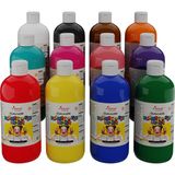Red Rose Tüm Renkler Parmak Boyası 12'li Set 12X500GR Yıkanabilir, Toksik Içermez, Çocuk Okul Kreş Için