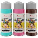 Red Rose Turkuaz-Pembe-Kahverengi Parmak Boyası 3'lü Set 3X60ML Yıkanabilir, Toksik Içermez, Çocuk Okul Kreş - Mavi