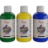 Red Rose Yeşil-Sarı-Mavi Akrilik Boya 3'lü Set 3X250GR Dekoratif, Hobi Amaçlı, Sanatsal, Canlı Renkler