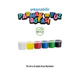Red Rose Yıkanabilir Parmak Boyası Seti Oyun Amaçlı Toksik İçermez 6'lı Set Ana Renkler Yüksek Kalite 6x10ml