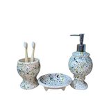 Red seramik Naomi Collection 3 parça terrazzo desenli el yapımı banyo seti