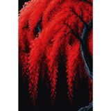 Red Willow Tree Notebook: Mixed Media Airbrush Art Lined Journal, 6 x 9 inches, 200 Pages