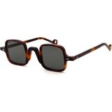 Redberry 9521 119 C5 41 Unisex Güneş Gözlüğü – Kahverengi Asetat Kare Çerçeve, Füme Mat Cam, UV400