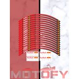 Redbul Motosiklet Jant Şeridi Takımı Beyaz-Kırmızı
