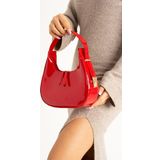 Reddington Kadın Rugan Deri Baget Cherry Bag Fermuar Kapamalı Cherry Bag Özel Askı Detaylı Kol Çantası