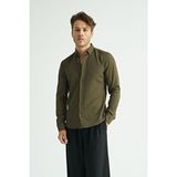 Redline Erkek Gömlek Haki Renk Slim Fit Klasik Stil Yumuşak Kolay Ütü Nefes Alan - 2XL