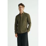 Redline Erkek Gömlek Haki Renk Slim Fit Kolay Ütü Nefes Alan Klasik Stil Uzun Kol
